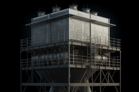 工业冷却塔模型高清图片