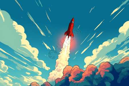 火箭推进器火箭发射漫画插画