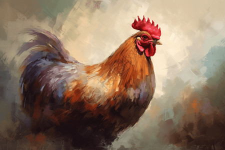公鸡平面插画背景图片
