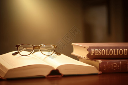 书本上的眼镜高清图片