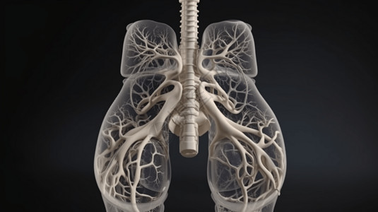 呼吸系统3D渲染图背景图片