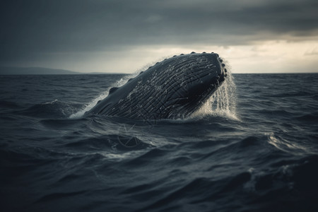 座头鲸突破海洋表面图片