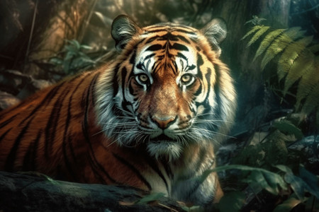 动物背景插画森林里的老虎插画背景