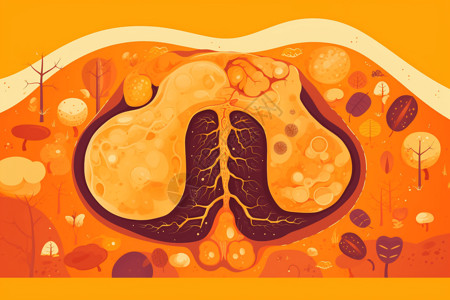 带有详细的胰岛和导管的胰腺平面插图图片