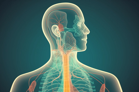 内分泌系统人的甲状腺系统插画