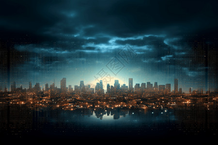 二进制代码城市背景图片
