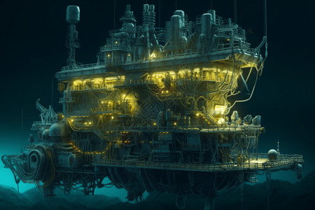 有生物的深海钻机图片