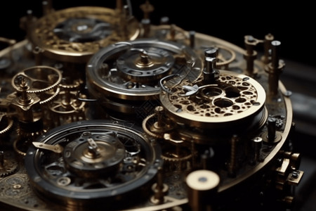 高清时钟素材钟表复杂的齿轮细节背景