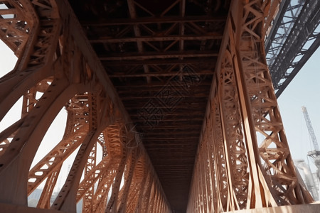 一座大型桥梁复杂的桁架高清图片