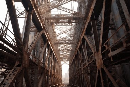 桁架搭建建设中的桥梁的高耸拱门背景