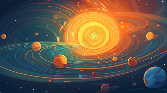 创造空间太阳系中的行星插画