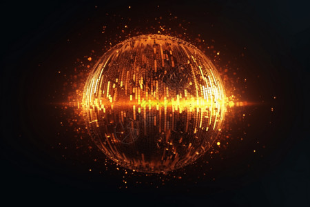 绚丽粒子球爆炸发光的二元地球仪插画