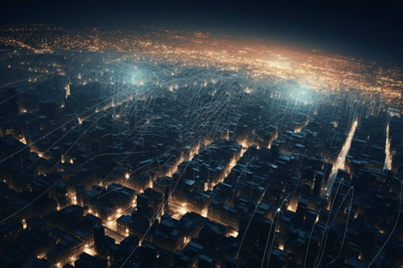 城市电力二进制数字鸟瞰图设计图片