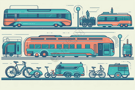 智能公交车智能交通插画