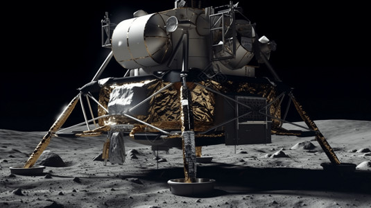 月球表面的着陆器，高清背景图片