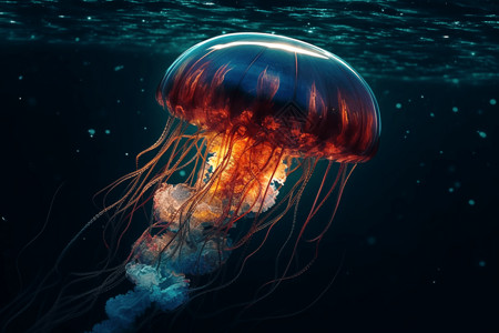 海底耀眼的水母图片