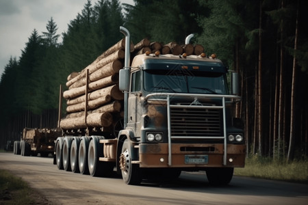 运动中的伐木卡车高清图片