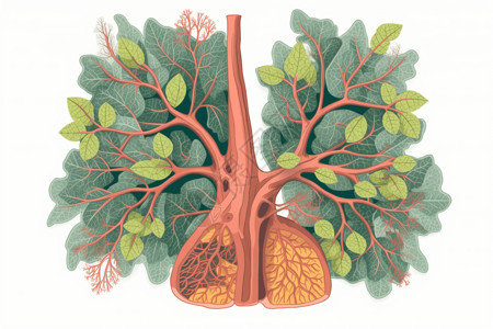 肺森林树状肺结构概念图插画