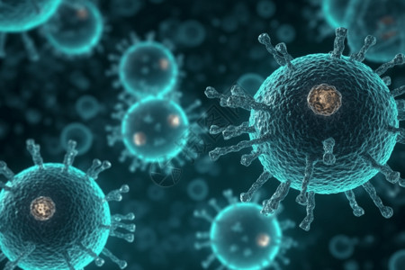 蓝色漂浮素材科技蓝色病毒细胞展示设计图片