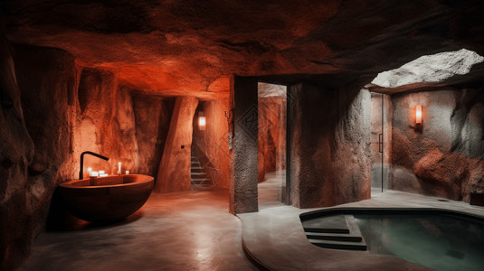 地下温暖的洗浴中心高清图片