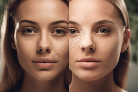 女性对比图皮肤保湿前后对比图背景
