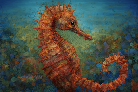 海底下素材海底下的海马插画
