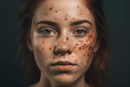 面部伤疤严重的女性高清图片