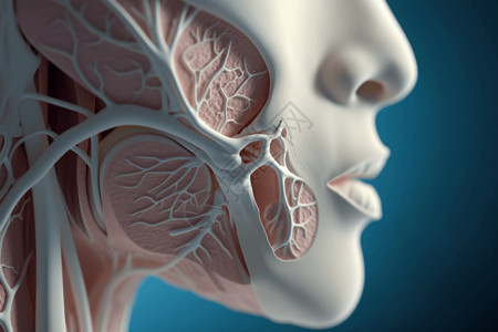 人类鼻子和鼻窦的详细3D模型高清图片