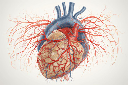 心脏和血管的全面平面插图背景图片