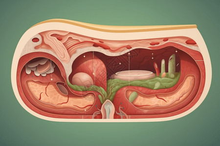 胃的消化过程横截面插图背景图片