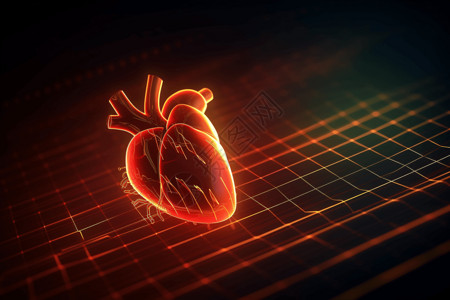 人类心脏的特写平面插图高清图片