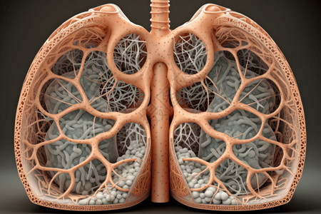 抽象支气管和肺泡的横截面图片