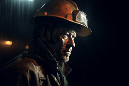 戴着安全帽的矿工隧道工作图片