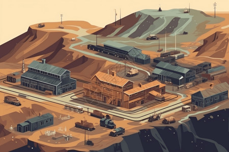 锌矿大型煤矿厂平面插图插画