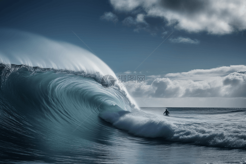冲浪者骑着巨大的波浪图片