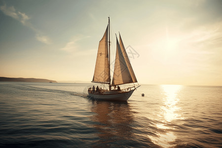 享受帆船之旅的游客图片