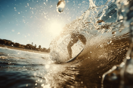 海浪中飞溅的水滴特写镜头图片