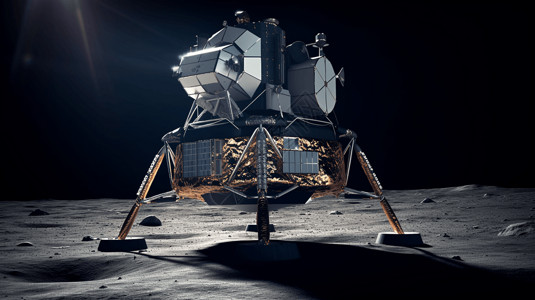 登月舱降落在月球背景图片