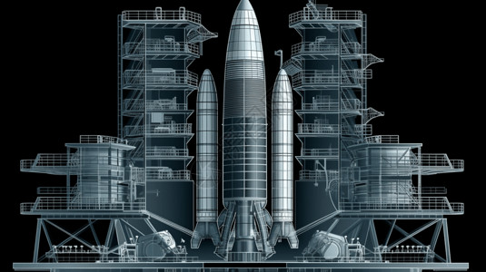 航天发动机火箭发动机准备启动插画