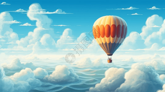 空中的热气球插画