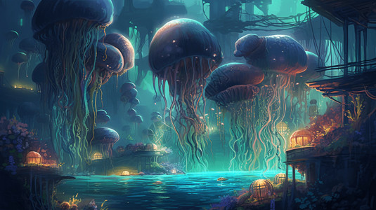 梦幻般的海底世界背景图片