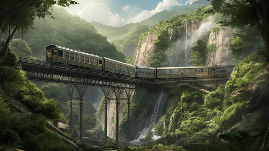 交叉铁轨森林中的铁路插画