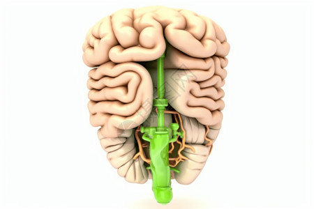 人脑结构人体消化系统插画