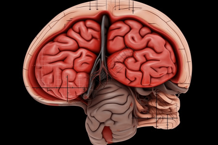人脑结构人体脑部构造插画