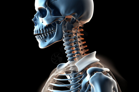 骨骼透视图头部颈椎透视图插画
