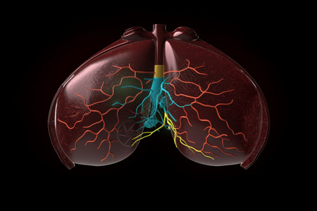 3D肝脏器官模型背景图片