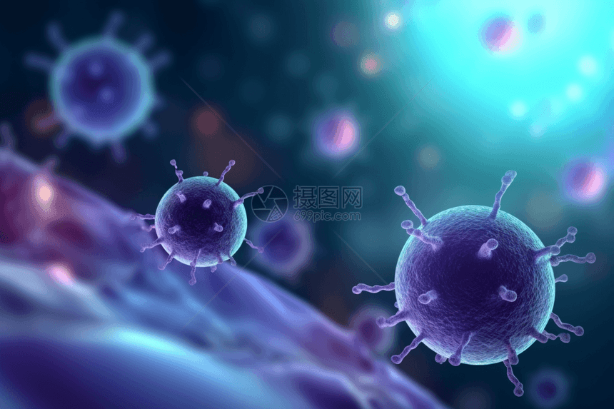 多个小型病毒细胞图片