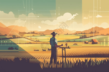 现代农村高科技现代农业插画