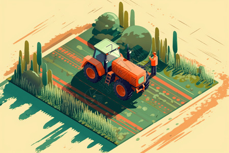 农田平面精准农业种植平面插图插画