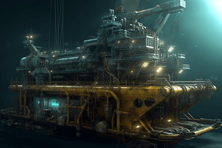 海底采矿的机器背景图片